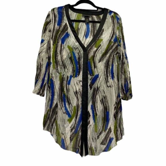 Lane Bryant Abstract Multicolor Crinkled Overpiece Duster Size 14/16 - Picture 1 of 9